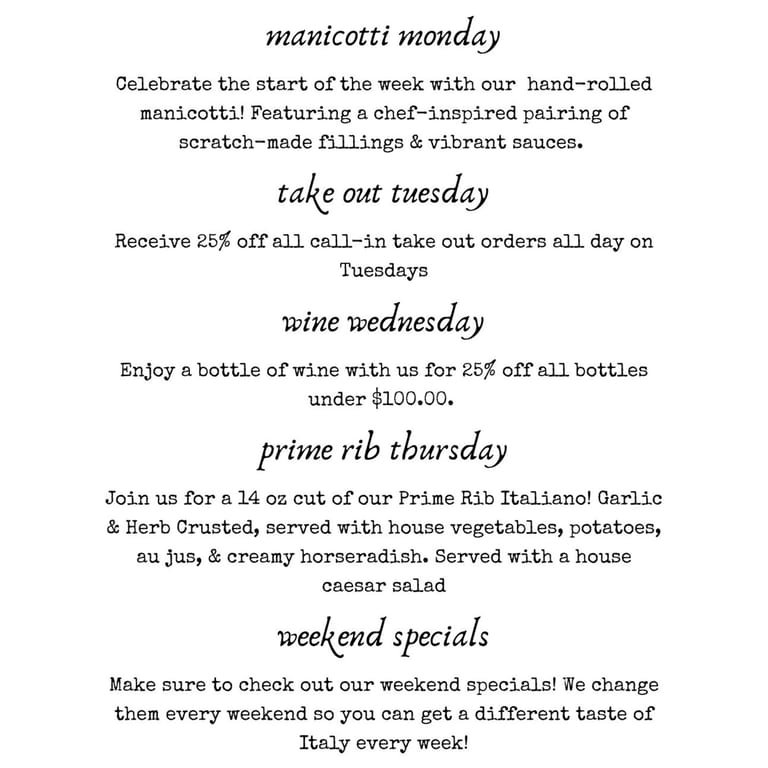 Daily Specials